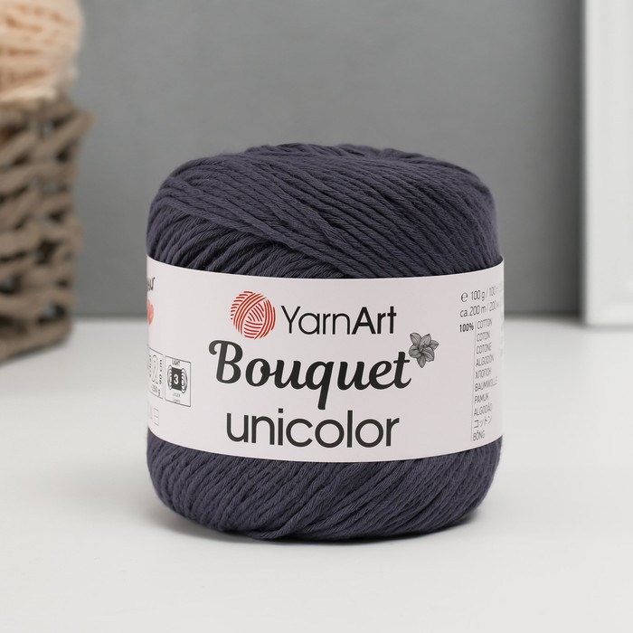 Пряжа для вязания спицами, крючком YarnArt, Bouquet Unicolor, 100% хлопок, 200 м/100 г, (3204 т. джинс)