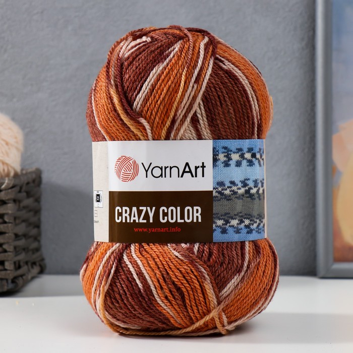 Пряжа для вязания спицами, крючком YarnArt, Crazy color, 25% шерсть, 75% акрил, 260 м/100 г, (138 принт)