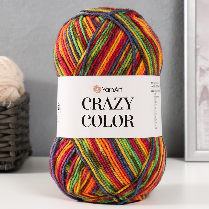 Пряжа для вязания спицами, крючком YarnArt, Crazy color, 25% шерсть, 75% акрил, 260 м/100 г, (148)