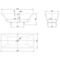 Встраиваемая ванна Knief Shape с click-clack 180x80x60 cм 0600-750-01 схема 2