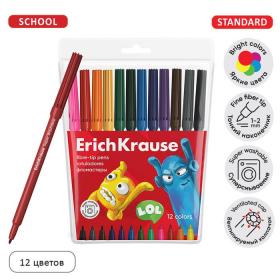 Фломастеры 12 цветов, ErichKrause, Jolly Friends Super Washable, вентелируемый колпачок, МИКС