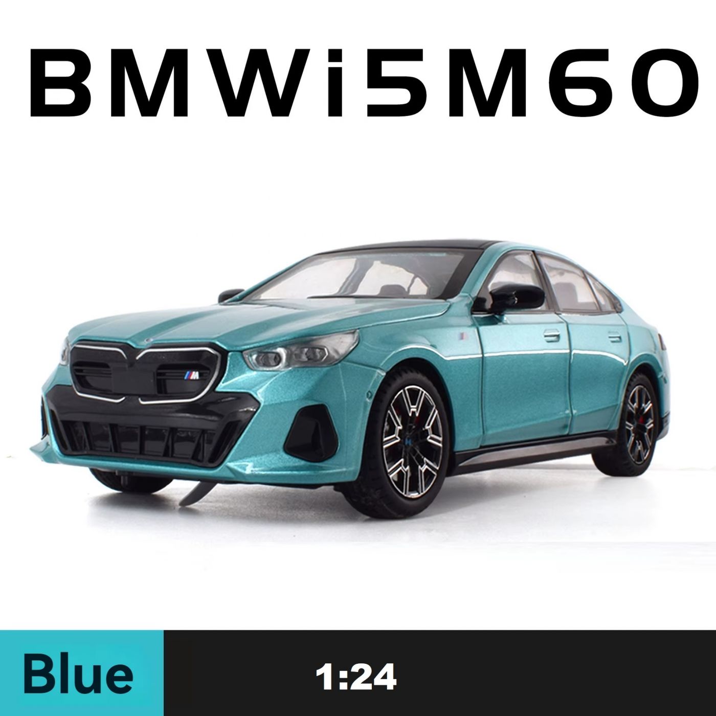 Модель металлическая BMW I5 M60 1/24 свет, звук, поворот руля, все открывается (XA2417B)