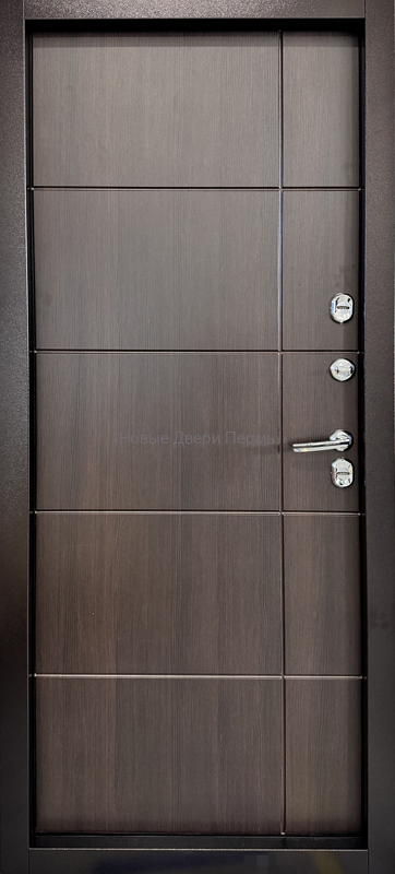 "МОНОЛИТ ТЕПЛО" Антик медь/Лиственница темная уличная дверь с терморазрывом в Перми
