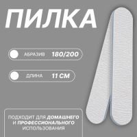 Пилка - мини для ногтей, прямая, 180/200 грит, 11 см, серая