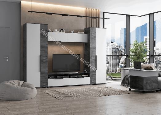 Тумба ТВ "Моника" 1200  Белый Лофт/Айрон Рок