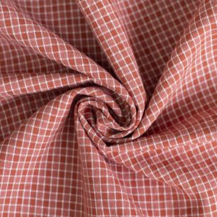 Хлопок двухсторонний мелкая клеточка, цвет кирпичный, 50*35 см