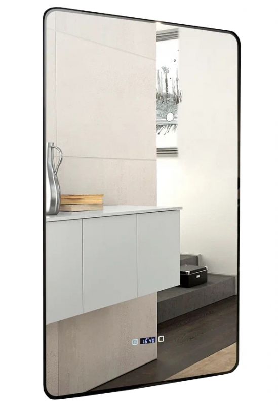 Зеркало AZARIO INCANTO 600х1000 - 3.1 ЖК-часы, подогрев, сенсорный выключатель с функцией диммера (LED-00002539)
