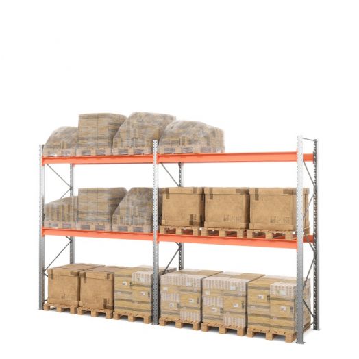 Две секции стеллажа металлического паллетного , 2 яруса