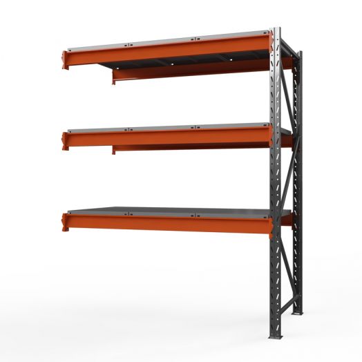 Секция приставная стеллажа металлического Оптима, 2500x1250x785 мм.