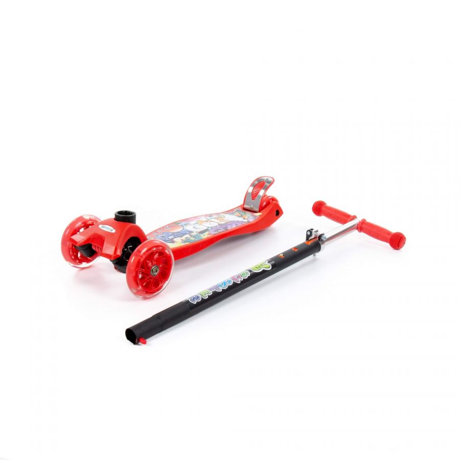 0072 Детский самокат (с наклейкой V1) (красно-чёрный) (в коробке)