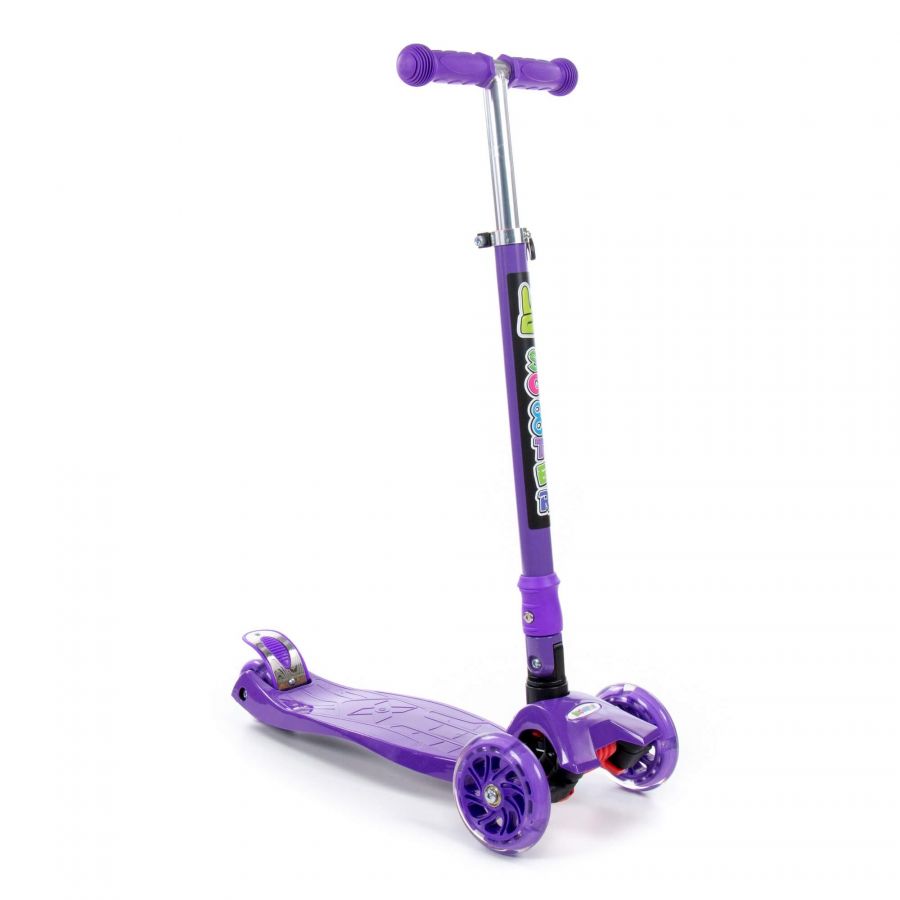 0072C Детский самокат (со складной ручкой) (фиолетовый) (в коробке)