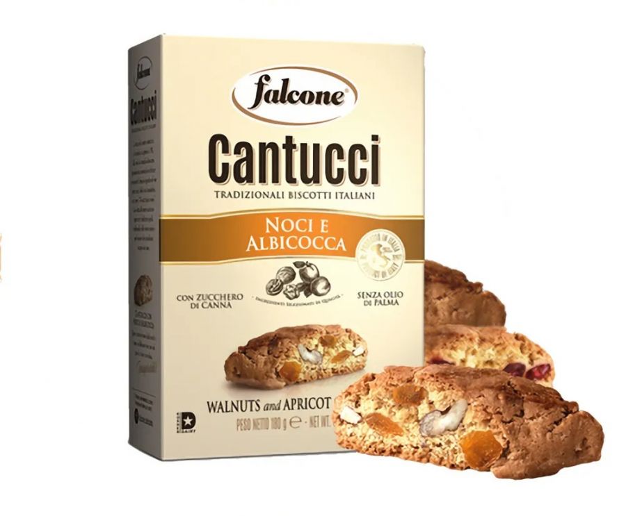 Печенье сахарное Кантуччи (Cantucci) с грецким орехом и абрикосом, 180 г, Falcone, Италия