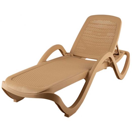 Y021 Шезлонг Капри плетеный (1950х730х410мм) Бежевый (оптом от 20 шт.)