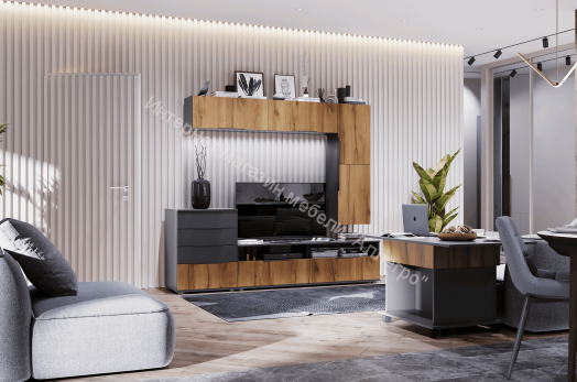 Шкаф настенный 1600  "Моника"  Дуб золотистый/Тёмно серый