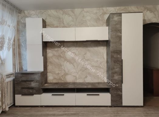 Шкаф настенный 1600  "Моника" Белый Лофт/Айрон Рок