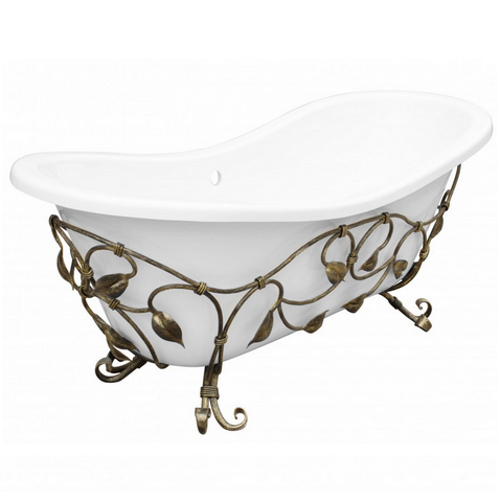 Изображение Классическая мраморная ванна на кованой подставке Эстет Бостон 180x74 см ФР-00014525