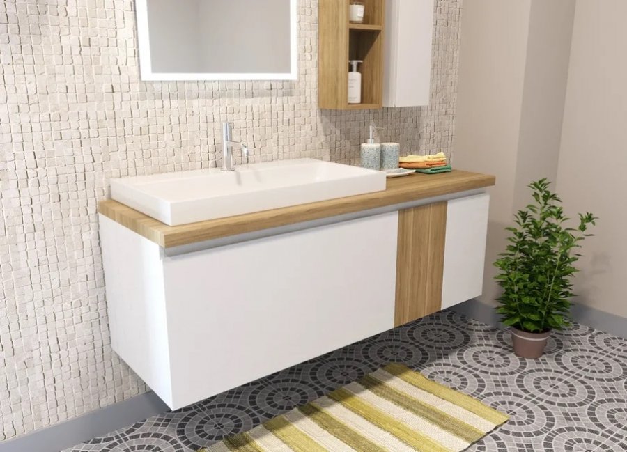 Подвесная тумба с раковиной Эстет Malibu 140 ФР-00007127 ФОТО