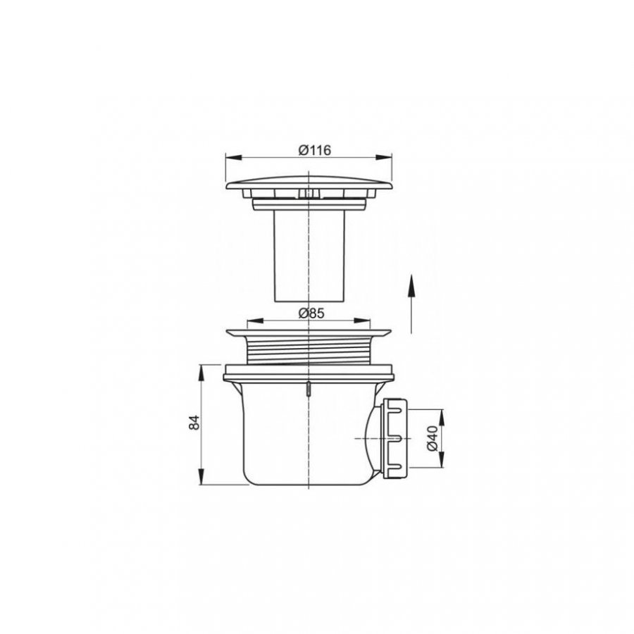 Сифон к душевому поддону Эстет Alcaplast D 90 мм ФР-00000816 ФОТО
