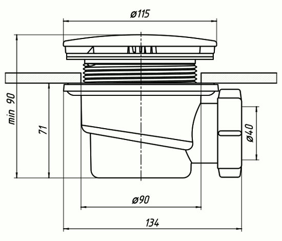 Сифон к душевому поддону "АНИ пласт" d=90 ФР-00001694 ФОТО