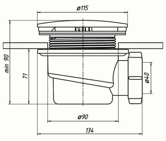 Сифон к душевому поддону "АНИ пласт" d=90 ФР-00001694 схема 2