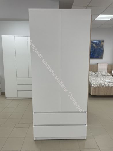 Шкаф 2-ств. с 2 ящиками "Бьянко" Белый лофт