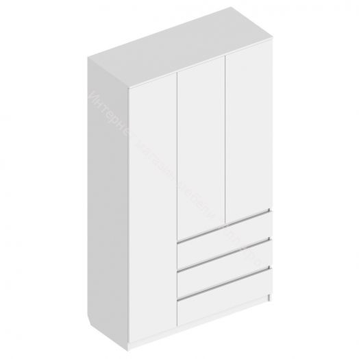 Шкаф 3-ств. с 3 ящиками "Бьянко" Белый лофт