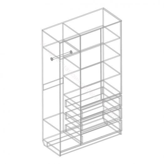 Шкаф 3-ств. с 3 ящиками "Бьянко" Белый лофт