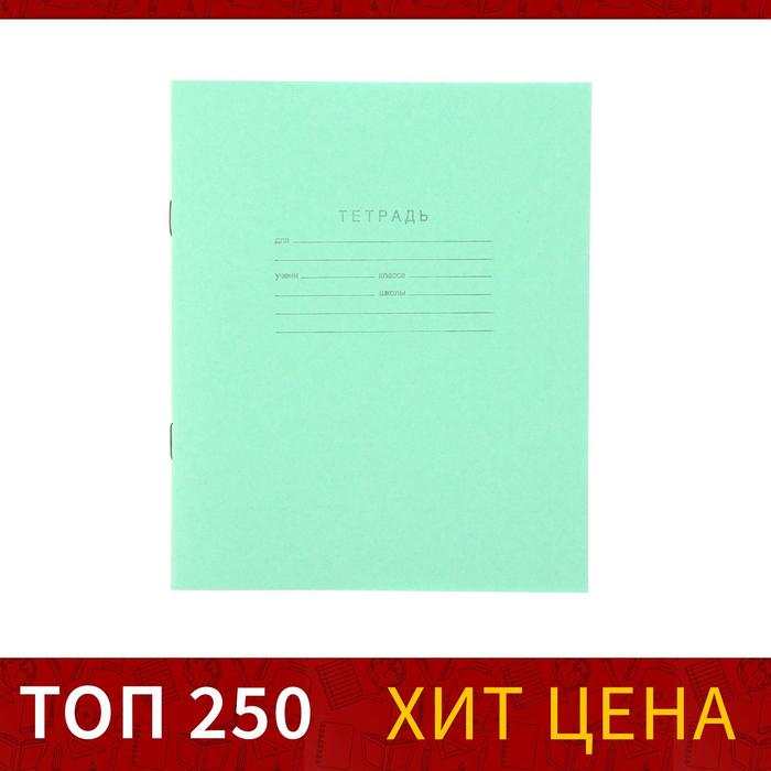 Тетрадь 12 листов в клетку "Зелёная обложка", бумажная обложка, блок №2 КПК, белизна 75% (серые листы), плотность 58-63 г/м2