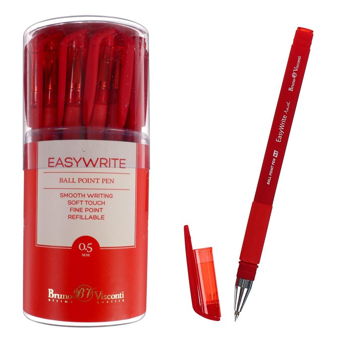 Ручка шариковая EasyWrite Red, узел 0.5 мм, красные чернила, матовый корпус Silk Touch