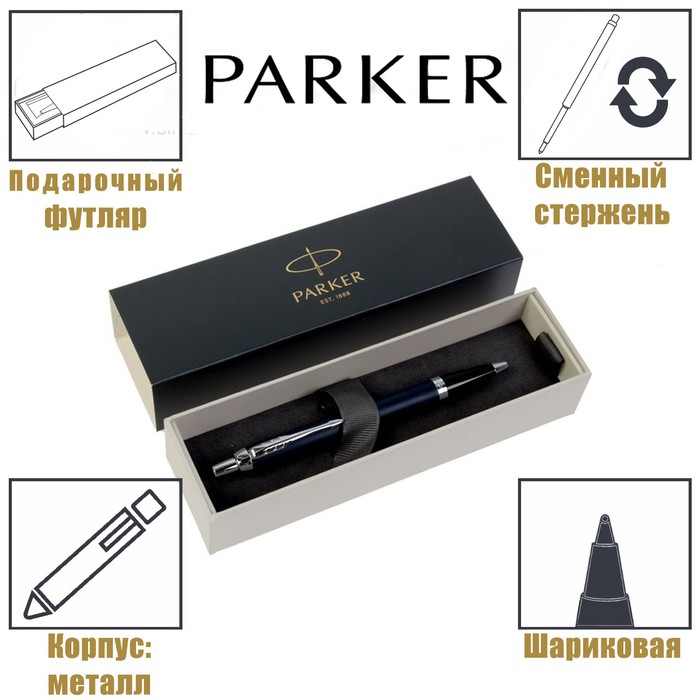 Ручка шариковая Parker IM Core Matte Blue CT M, корпус из латуни синий матовый/ хром, синие чернила