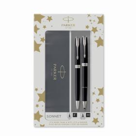 Набор Parker SONNET BLACK CT, ручка шариковая, 1.0 черная, ручка - роллер, 1.0 черная, в подарочной упаковке