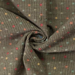 Фактурный хлопок клетка, фон коричнево-бежевый 50х37