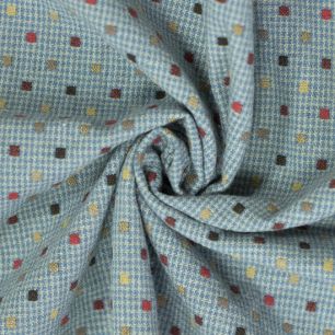 Фактурный хлопок клетка, фон сине-серый 50х37