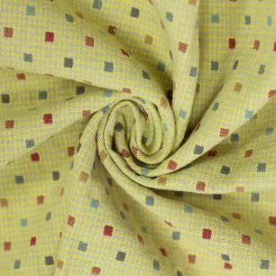 Фактурный хлопок клетка, фон желто-серый 50х37