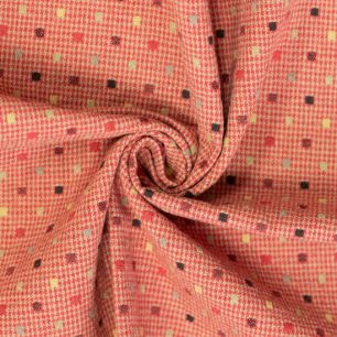 Фактурный хлопок клетка, фон красно-бежевый 50х37