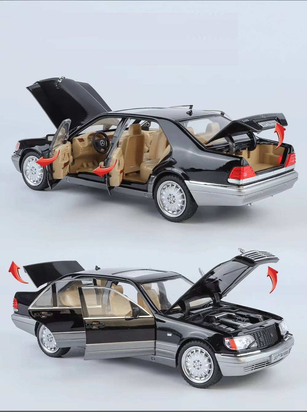 Металлическая машинка Mercedes-Benz W140 1/24 свет, звук (1900-404)