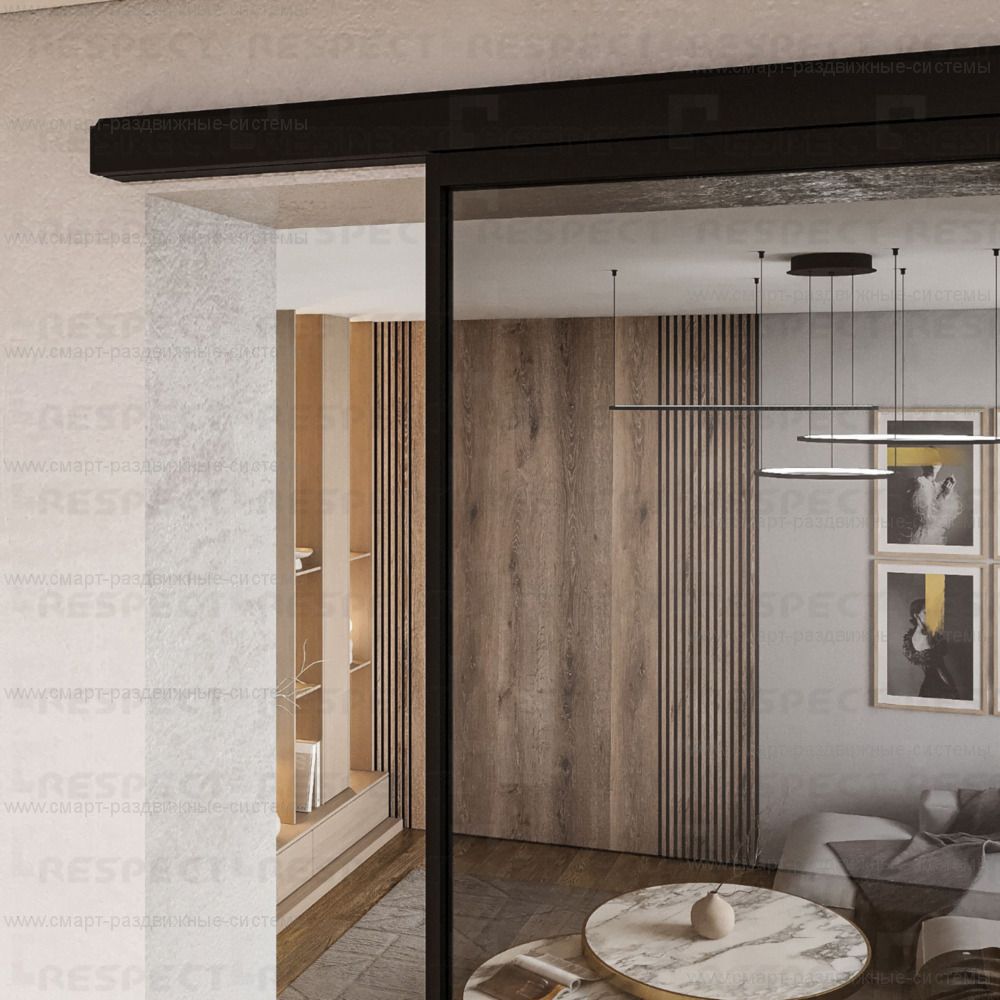 Раздвижная перегородка 1 полотно на видимой направляющей