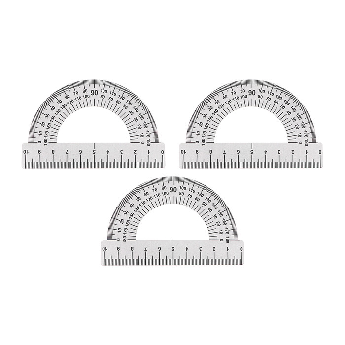 Набор транспортиров 180 градусов, 10 см, 3 штуки, Calligrata, стальной