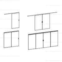 Раздвижная перегородка 2 полотна на видимой направляющей внутри проема двери