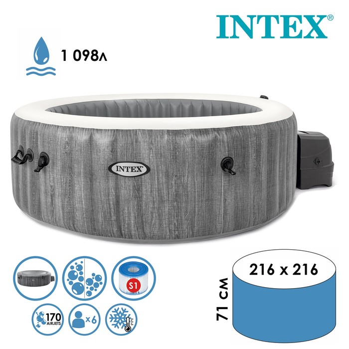 SPA бассейн GREYWOOD DELUXE, 216 х 71 см, 220-240V, от 6 лет, 28442 INTEX