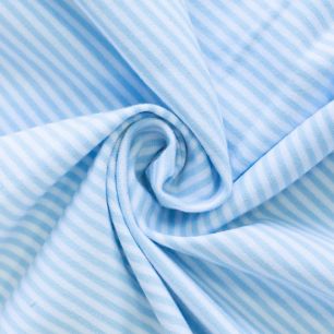 Трикотажная ткань Кулирка бело-голубая мелкая полоска 50*30 см
