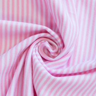 Трикотажная ткань Кулирка розово-белая мелкая полоска 50*30 см