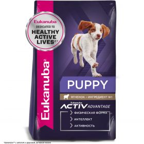 Eukanuba Pappy для щенков всех пород с ягненком и рисом