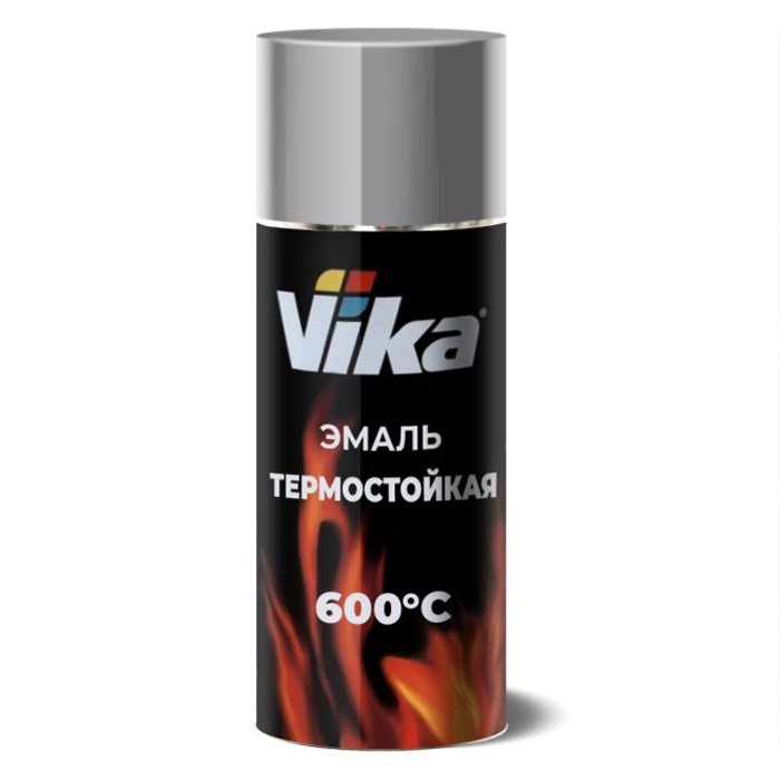 Vika Аэрозольная эмаль термостойкая, цвет серебристый, объем 520мл.