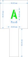 Комплект трафаретов букв №6, высота 28 мм - размеры (с ручкой)