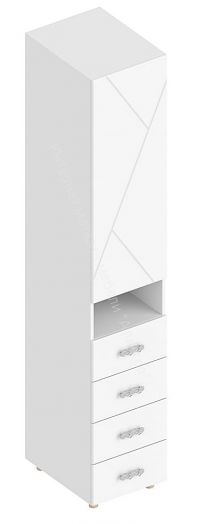 Пенал 1-ств с 4-мя ящиками и нишей "Сандра" Белый лофт