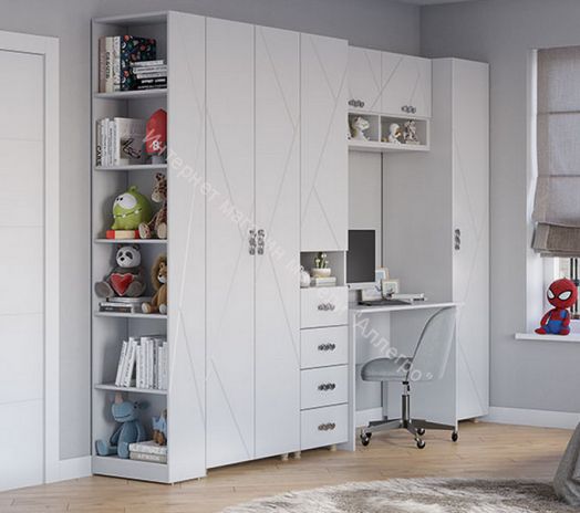 Пенал 1-ств с 4-мя ящиками и нишей "Сандра" Белый лофт