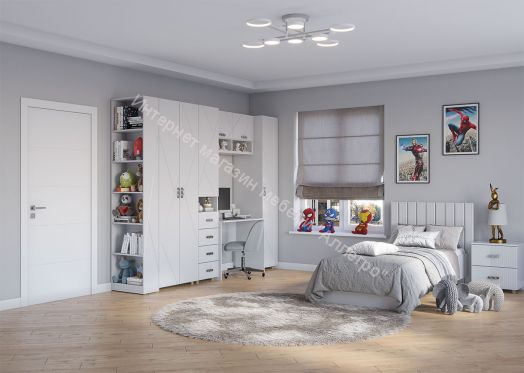 Пенал 1-ств с 4-мя ящиками и нишей "Сандра" Белый лофт