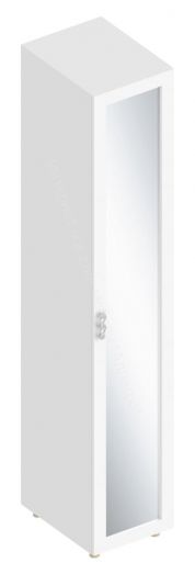 Пенал 1-ств с зеркалом и полками "Сандра" Белый лофт