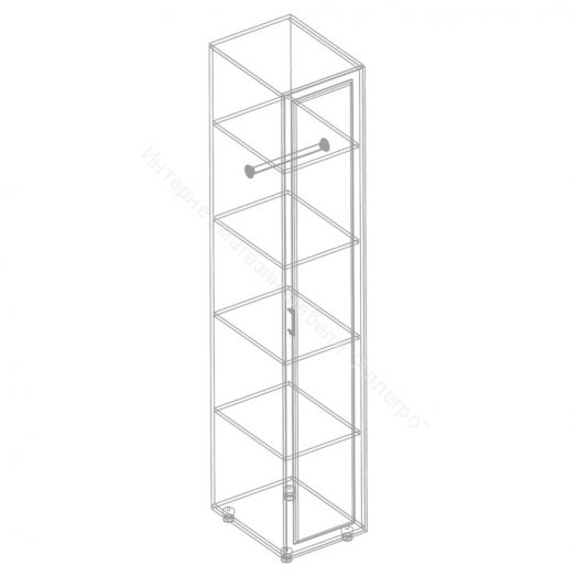 Пенал 1-ств с зеркалом и полками "Сандра" Белый лофт